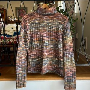 DKNY Jeans Size Large, Multi-Colored Turtleneck Knit Sweater